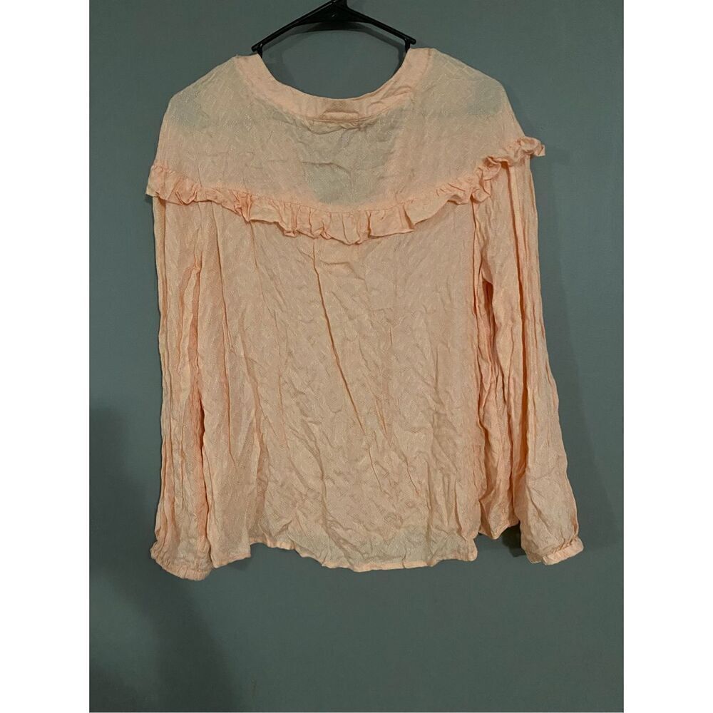 Copper Key Long Sleeve Ruffle Top Size Large - Picture 2 of 4